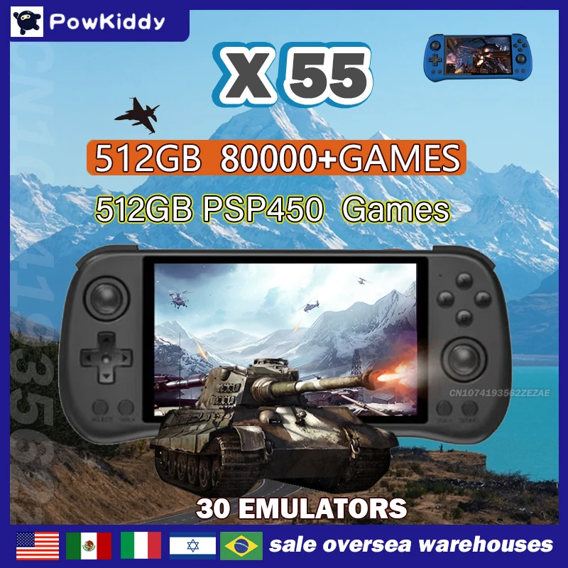Gaming Console Emulator - POWKIDDY-Console de jeu X55, 80000 jeux,