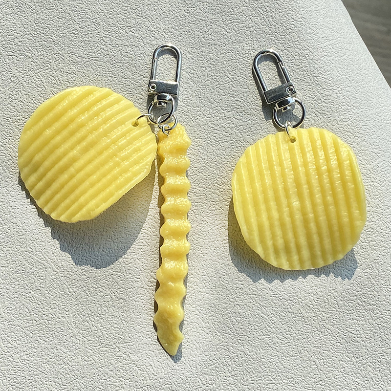 Gaming Console Keychain - Porte-clés 3D de délicieux aliments frits,