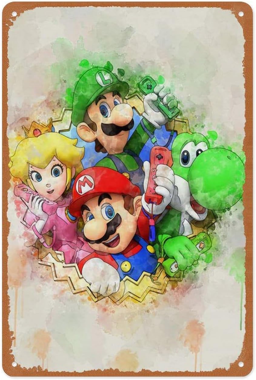 Gaming Console Mario - Panneau métallique rétro sur le thème